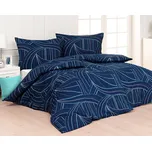 Povlečení Matějovský EZIO BLUE, vlnky a proužky, modré, krep, 140x200cm + 70x90cm