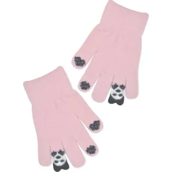 Módní doplněk Dívčí zimní prstové rukavice - MÉĎA pudrově růžové - vel.110/116