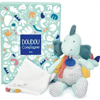 Doudou et Compagnie Paris Doudou Dárková sada - Plyšový dinosaurus s dečkou 25 cm zelený