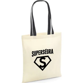Bavlněná taška SUPER SÉGRA Barva tašky: Přírodní + Černá rukojeť
