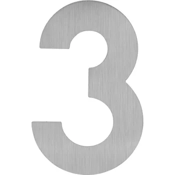 Domovní cedule LR - Domovní číslice "3" - 120 mm - nalepovací 120 mm BN - Broušená nerez