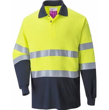 pracovní tričko PW FR74 Polotriko Hi-Vis dl. rukáv žlutá/modrá - v. 4XL