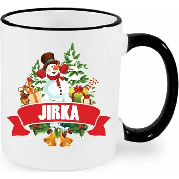Vánoční hrnek - Vánoční sněhulák se jménem Jirka Barva: Černá