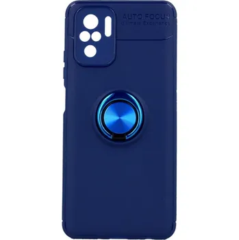 Pouzdro na mobilní telefon Kryt Xiaomi Redmi Note 10 silikon modrý s modrým prstenem (obal neboli pouzdro na Xiaomi Redmi Note 10)