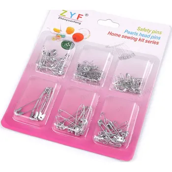 Spínací špendlíky na kartě mix velikostí, malé, 1 nikl