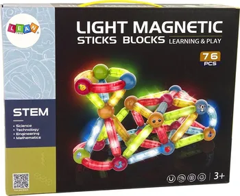 Stavebnice ostatní Light Magnetic Sticks Blocks magnetická svítící stavebnice 76 dílků