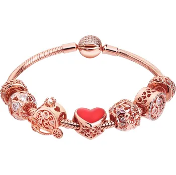 Náramek Pozlacený stříbrný náramek Beads - srdce, motýl, kočár - AP93-0404