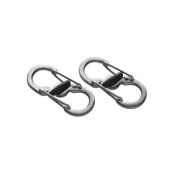 pomocná karabina Oboustranná nerezová karabina ocelová s pojistkou S-Biner Microlock, Nite Ize, nerez, 2ks