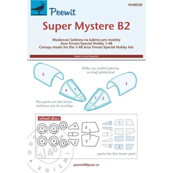 Plastikový model Peewit 1/48 Canopy mask Super Mystere B2 inside&outside