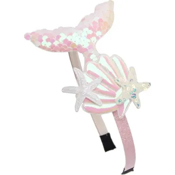 Čelenka do vlasů z flitrů s motivem mořské panny Barva: 2 světle růžová