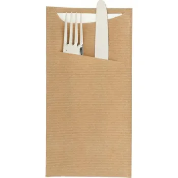 Jednorázové nádobí Garcia de Pou Kapsa na příbor kraft s ubrouskem GaqrciaDePou 225/112mm 100ks