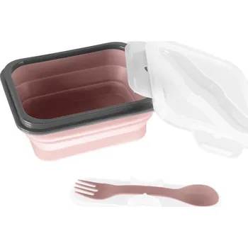 Svačinový box Zopa Silikonový svačinový box s příborem malý Old Pink