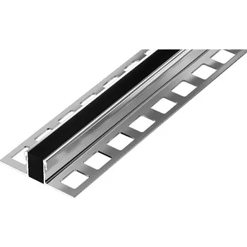 Podlahová lišta ACARA DL9 dilatační lišta, nerez V2A+EPDM guma černá, 8 mm, 2,5 m AADN 833