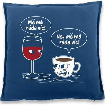Dekorativní polštářek Polštářek Mě má ráda, Barva Modrá, Velikost 40×40 cm, Canvas Bavlněný polštář Bezvatriko.cz 0316