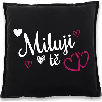Dekorativní polštářek Polštářek pro zamilované Miluji tě, Barva Černá, Velikost 40×40 cm, Canvas Bavlněný polštář Bezvatriko.cz 0780