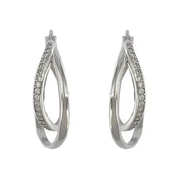 Šperk Stříbrné náušnice kruhy křížené se zirkony