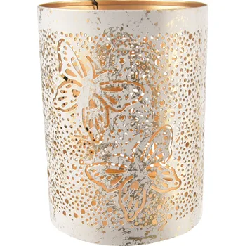 Svícen Svícen kov motýl bílý malý 9x9x10 cm