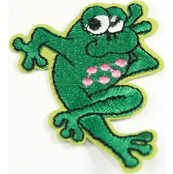 Nášivka Nažehlovací záplata - žába tmavě zelená - rozměr 5 cm x 4,5 cm