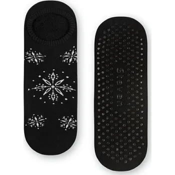 Dámské ponožky Černé protiskluzové ponožky s motivem vloček Art.132 ZF037, BLACK - ABS Velikost: 35/37