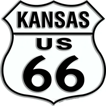 Plechová cedule Plechová cedule Route 66 Kansas Shield 30cm x 30cm