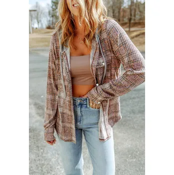 Dámská casual bunda OMG Dámská košilová bunda Smile fialová S