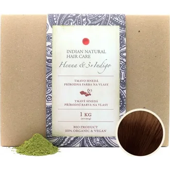 Barva na vlasy Indian Natural Hair Care - HENNA & 3xINDIGO 1kg - tmavě hnědá barva na vlasy