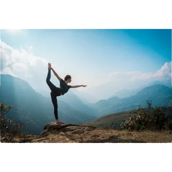 Plakát Plakát, Obraz - Woman training yoga, mountains on background, Zulman
