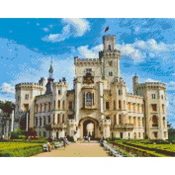 Diamantové malování - Zámek Hluboká Velikost: 40x50cm, Rámování: Pouze srolované plátno, Diamanty: Kulaté