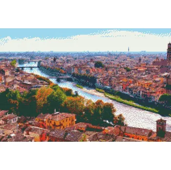 Diamantové malování Diamantové malování - Výhled na město - Verona 2 Velikost: 40x60cm, Rámování: Pouze srolované plátno, Diamanty: Kulaté