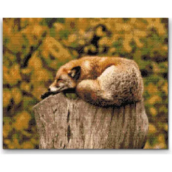Diamantové malování Diamantové malování - Liška odpočívající na kmeni Velikost: 30x40cm, Rámování: Pouze srolované plátno, Diamanty: Kulaté