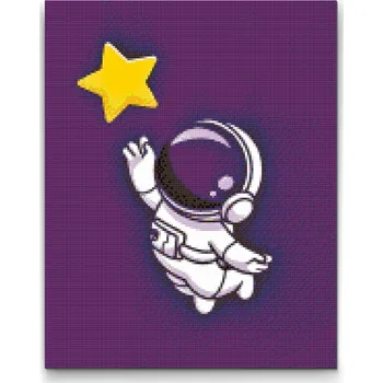 Diamantové malování Diamantové malování - Astronaut na dosah hvězdy Velikost: 30x40cm, Rámování: Pouze srolované plátno, Diamanty: Čtvercové