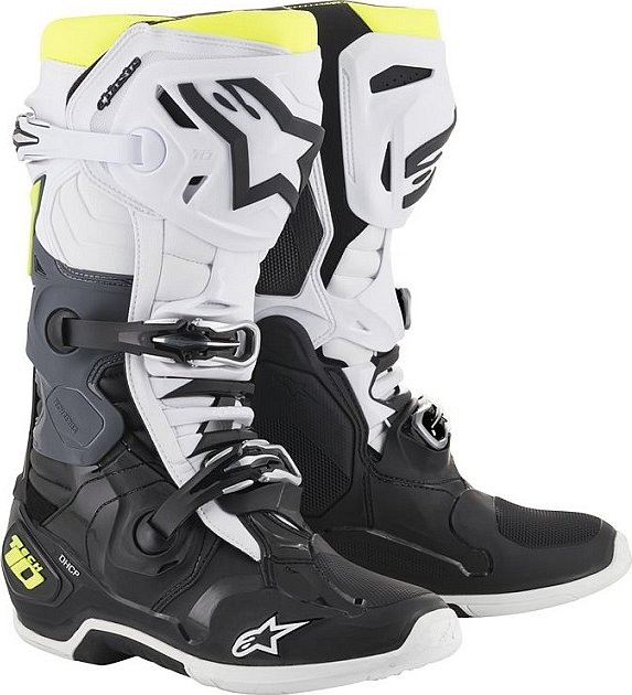ALPINESTARS TECH 10 MOTO BOTY - černo-bílo-žluté 40,5