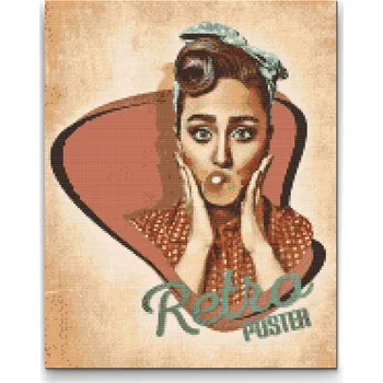 Diamantové malování Diamantové malování - Žena, retro portrét Velikost: 30x40cm, Rámování: Pouze srolované plátno, Diamanty: Kulaté