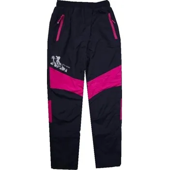 Dívčí kalhoty ZATEPLENÉ KALHOTY B2274D Velikost: 158, Barva: Tmavě modrá s růžovou