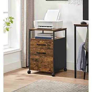 Kancelářská sestava Kancelářská skříňka na kolečkách se 2 zásuvkami | hnědo-černá