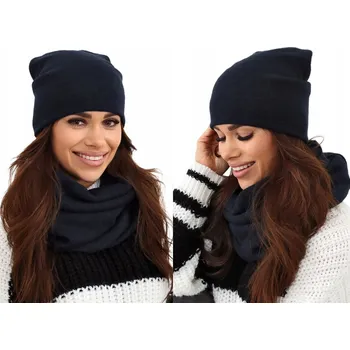 Čepice Fashionweek Dámská Souprava teplý pohodlný dámský set dámská čepice a šála cashmere touch S2468 Barva: Tmave modry, Velikost: Universal