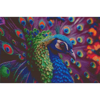 Diamantové malování Diamantové malování - Páv korunkatý Velikost: 40x60cm, Rámování: Pouze srolované plátno, Diamanty: Kulaté