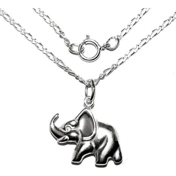 Náhrdelník Stříbrný náhrdelník slon a řetízek - P742 figaro (Stříbrný přívěsek slon na řetízku 45 cm)