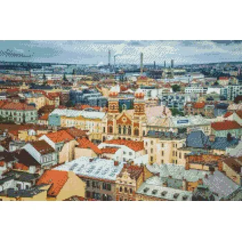Diamantové malování - Výhled na město - Plzeň Velikost: 40x60cm, Rámování: Pouze srolované plátno, Diamanty: Čtvercové