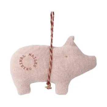 plyšák Maileg Lněná ozdoba Prasátko Vzor: Růžové Maileg Pig ornament