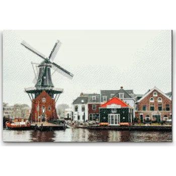 Diamantové malování Diamantové malování - Větrný mlýn Velikost: 40x60cm, Rámování: Pouze srolované plátno, Diamanty: Kulaté