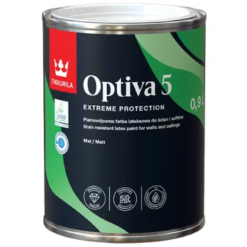 barva na zeď TIKKURILA Optiva 5 - matná omyvatelná barva Odstín: Bílá, Velikost balení: 0.9 l