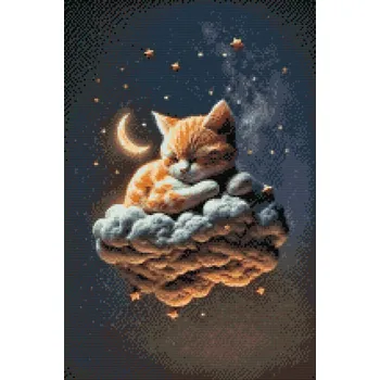 Diamantové malování Diamantové malování - Dobrou noc kotě Velikost: 40x60cm, Rámování: Pouze srolované plátno, Diamanty: Čtvercové