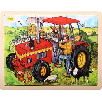 Puzzle Bigjigs Toys Dřevěné puzzle traktor 24 dílků
