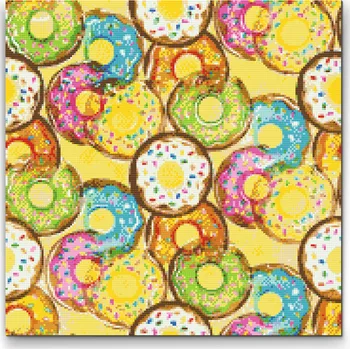 Diamantové malování Diamantové malování - Zával donutů Velikost: 50x50cm, Rámování: Pouze srolované plátno, Diamanty: Čtvercové