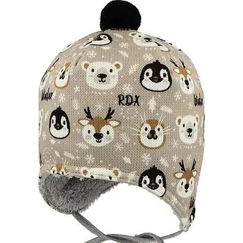 Kojenecká čepice kojenecká zimní čepice se zvířátky RDX 3950 béžová velikost 44-46