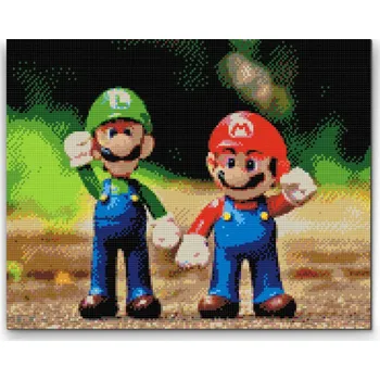 Diamantové malování Diamantové malování - Mario Luigi Velikost: 30x40cm, Rámování: Pouze srolované plátno, Diamanty: Kulaté