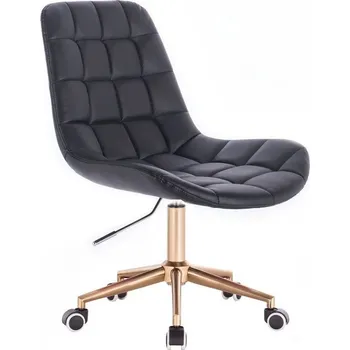 LuxuryForm DESIGN Kosmetická židle PARIS na zlaté podstavě s kolečky - černá