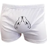 Trenýrky s potiskem Pánské bílé boxerky V rukách pánské