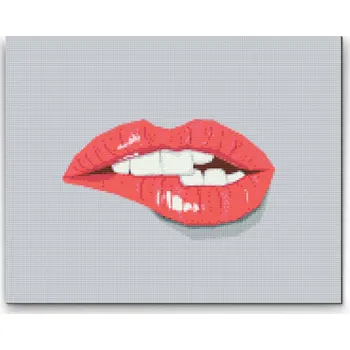 Diamantové malování Diamantové malování - Smyslné rty Velikost: 30x40cm, Rámování: Pouze srolované plátno, Diamanty: Kulaté